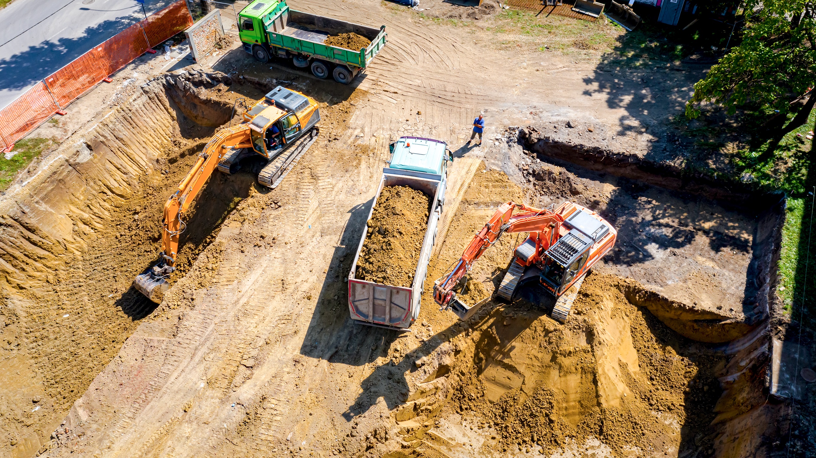 Aerial view of a groundworks site being prepared by Howell Contractors